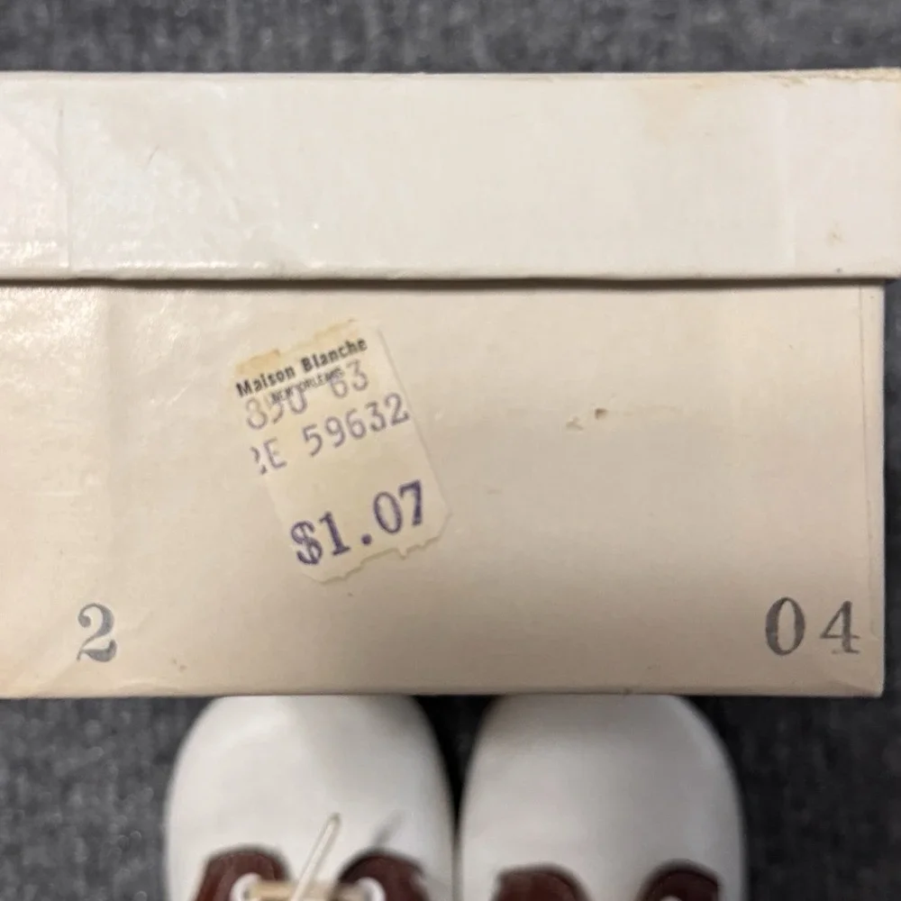 Vintage 50s Baby  Deer Baby Shoes Ideal Baby‎ Shoe Co. USA Brown/White SZ 2 BOX